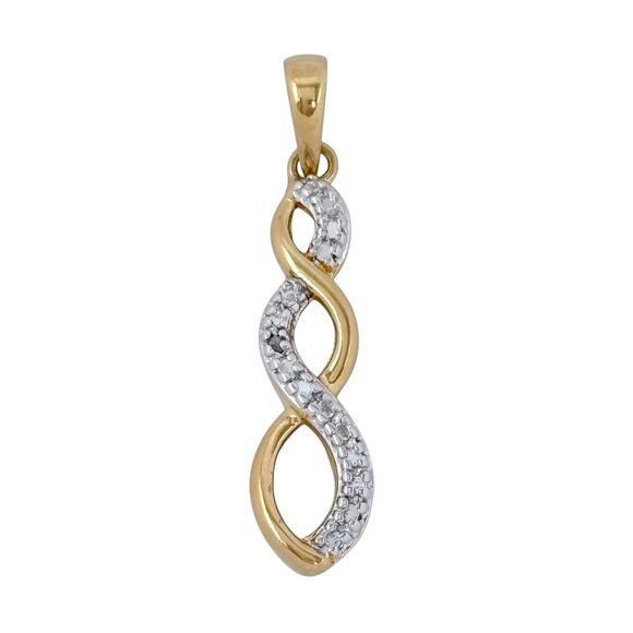 Ross-Simons Gold Plated Sterling Silver Infinity Pendant | Diamond Accent - Picture 2 of 7
